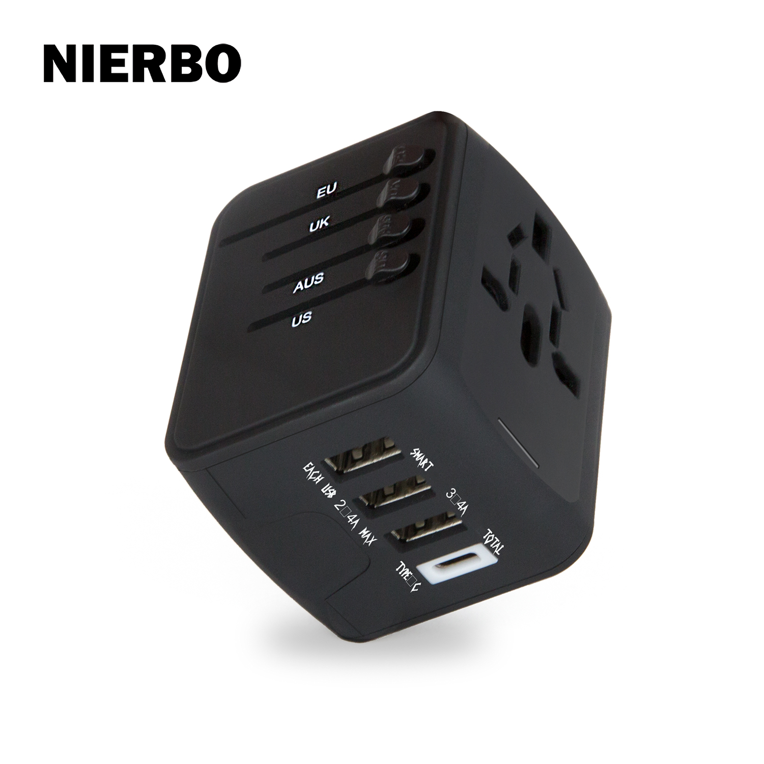 Universal Plug Socket US UK AU EU 3 USB 1 Type C Ports World Travel for