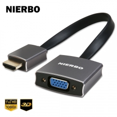 NIERBO HDMI to VGA 1080P Adapter (Male to Female) with Audio 3.5 mm Cable and Micro USB Cable for computer laptop Chromebook Apple TV