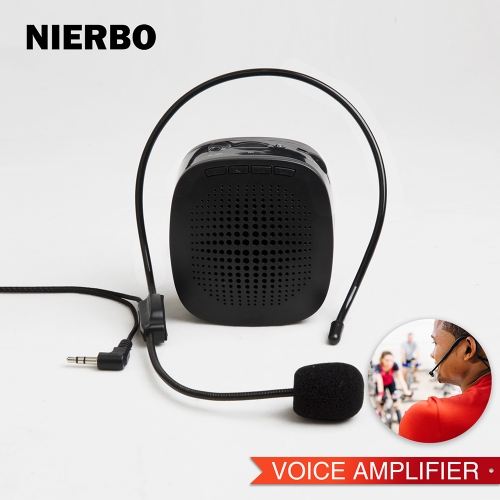 NIERBO Voice Amplifier Loudspeaker Waist Hanging Portable Booster Megaphone Microphone Amplifier for Teacher Guider Trainer Support SD Card