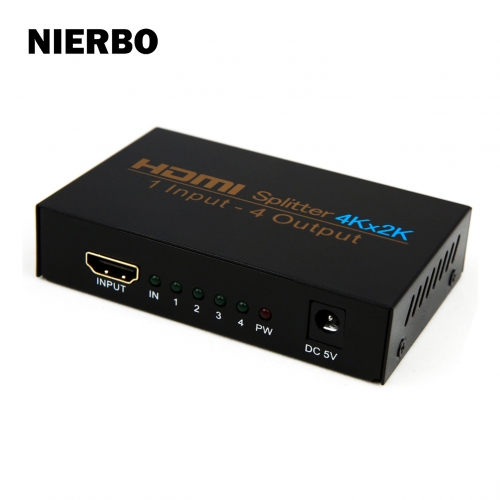 NIERBO HDMI Splitter 1 in 4 out HD Powered Splitter Box Supports 4Kx2k 3D 1080P 1X4 Port for PC PS3/PS4 XBOX Blue-Ray DVD STB