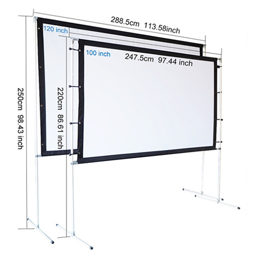 portable projector screen size