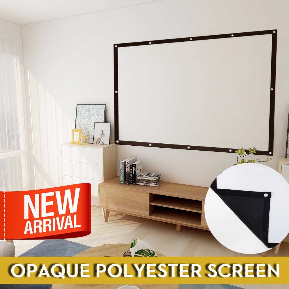 120 Inch Projector Screen Wrinkle Free Portable Indoor Outdoor Movie Screens 16:9 HD 4K with Hanging Hole Grommets Rolling High Color Reduction Home Theater Projection Cinema 